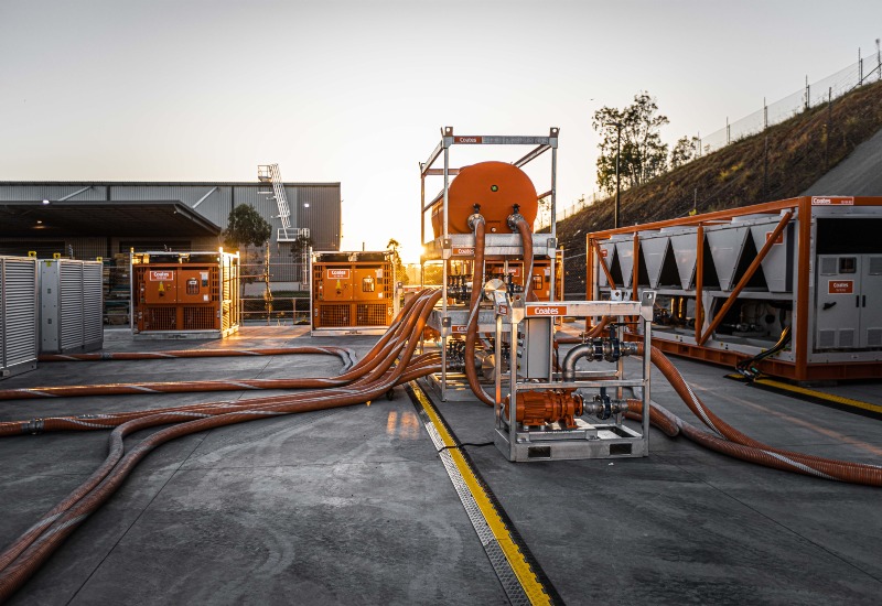 An air-cooled chiller system using our new HVAC equipment