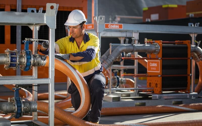 Coates' pumps and heat exchangers are important accessories to a temporary heating solution